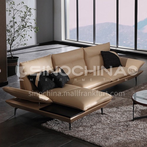 MY-1917 Villa Nordic Italian minimalist high-end living room Nappa leather sofa + leaf pine inner frame + down filling cushion + high resilience sponge seat bag + creative armrests